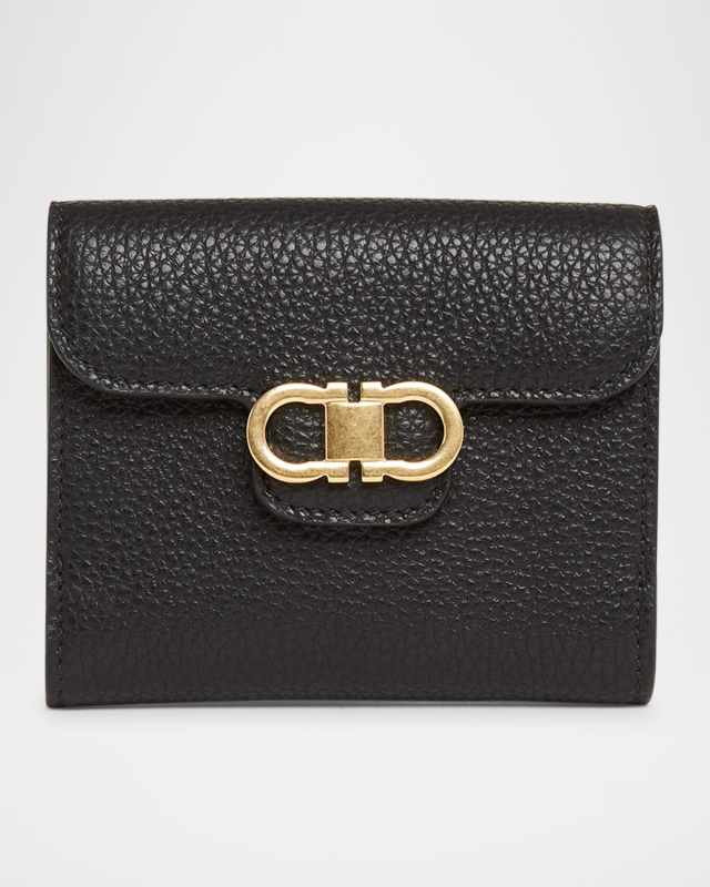 Double Gancio Grainy Leather Wallet